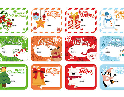 Gift tag sticker christmas design