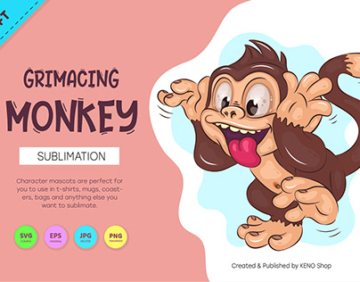 Grimacing Cartoon Monkey.