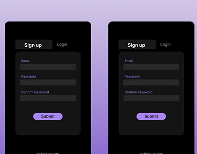 Sign Up and Login page