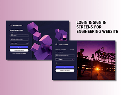 your Builder website sign in&up screens