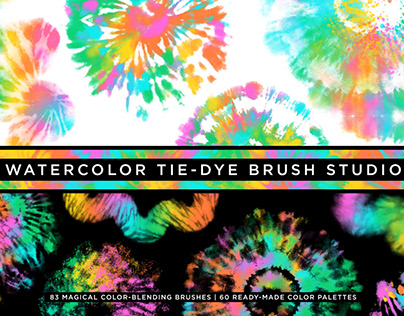 Multicolor Tie-Dye Watercolor Photoshop Brushes