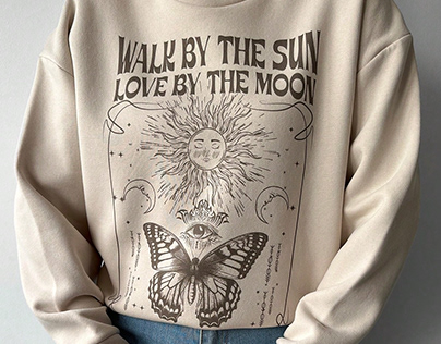 SHEIN Sweatshirt mit Sonne & Schmetterling Muster