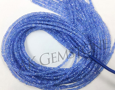 Natural Micro Tanzanite Faceted Rondelle Gemstone Beads