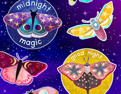 Midnight Moths Bedtime Stickers for ios
