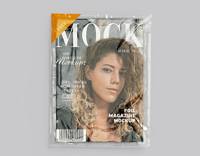 Free magazine in foil mockup