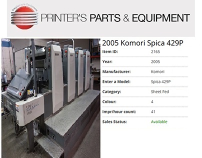 2005 Komori Spica 429P by Printers Parts & Equipment