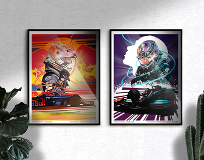 Lewis Hamilton and Max Verstappen Poster
