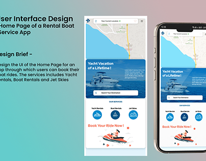 UI Design - Home Page of a Rental Boat Service App