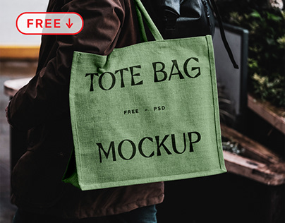 Free Eco Bag Carrying by Man Mockup