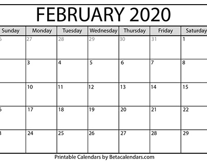 Printable February 2020 Calendar