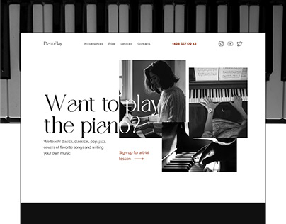 Website design concept for piano school