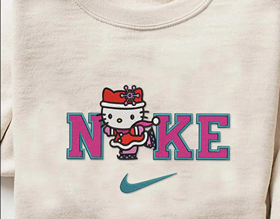 Hello Kitty Ice Skating Embroidery Christmas Digitizing