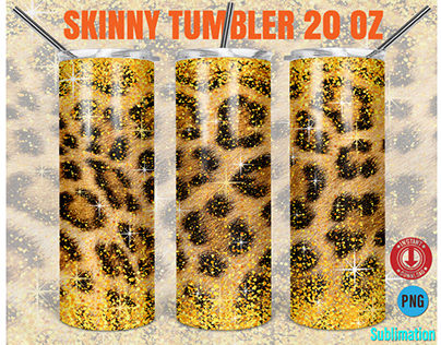 20oz Skinny Tumbler digital glitter leopard