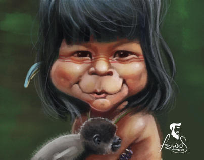 Caricatura de criança indígena