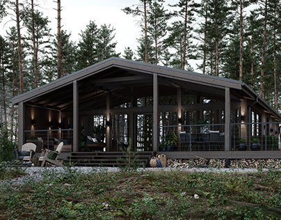 BARN HOUSE IN A PINE FOREST