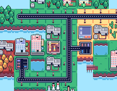 Pixel art - top down city