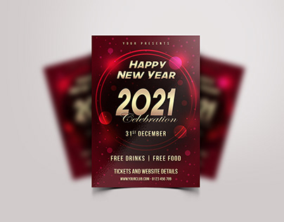 Happy New Year 2021 Flyer Design - FREE