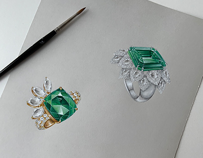 Jewellery Illustration Project - Flourish (Emerald)