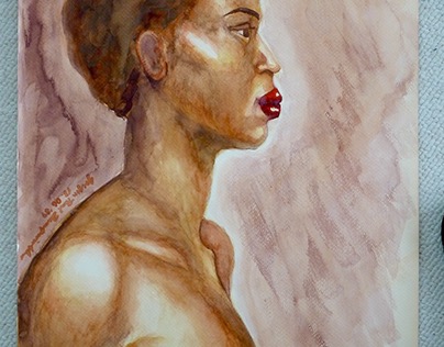 Watercolour study of an African-American woman
