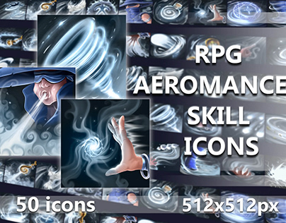 Free 50 RPG Aeromancer Skill Icons