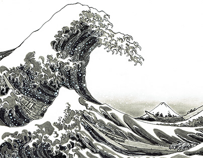 Stylized Great Wave Off Kanagawa [ink&graphite]