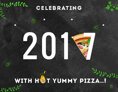 Celebrating 2017 with hot yummy pizza Animation..!