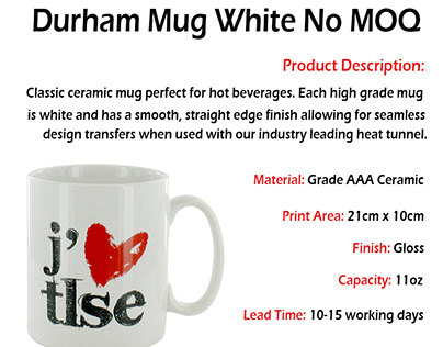 Durham Mug White No MOQ