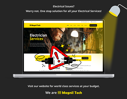 Electricals Website Design: Desktop version.