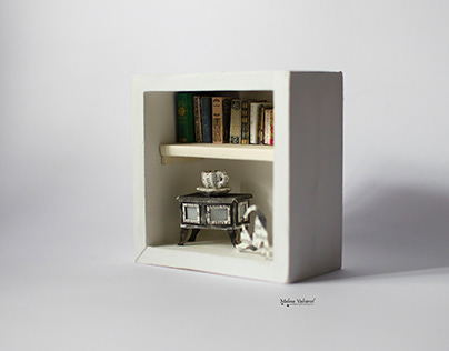 Diorama - Reading a Book in Good Company - paper Art
