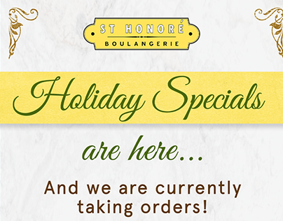 St Honore Holiday Specials