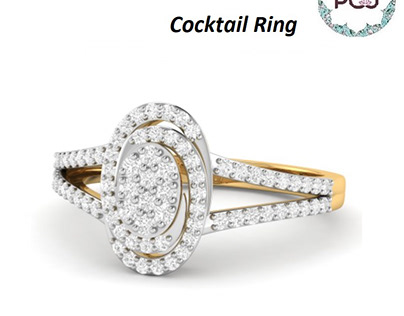 Romantic Gold Diamond Cocktail Ring By PC Jeweller