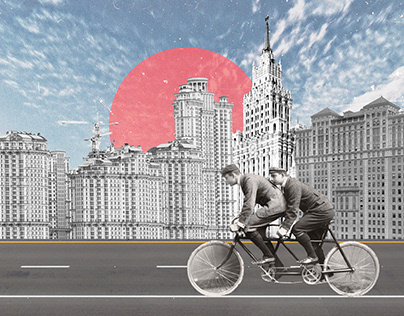 Moscow 50s collage vintage style