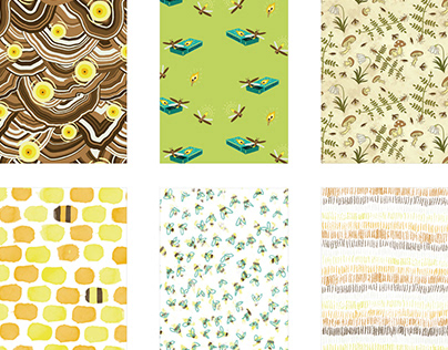 The world of fireflies and bee - Pattern Design