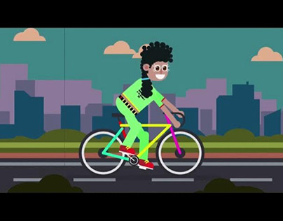 Exercício menina na bicicleta, animação 2D, 2020