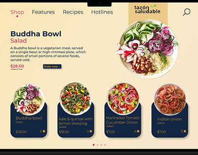 Healthy Salads interactive slider UI design.