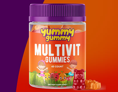 Yummy Gummy - Kid Vitamin Package Label & Logo Design