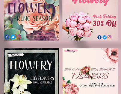 Flowery flowers shop project social media designd