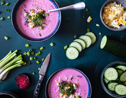 Cold Summer Soup with Kefir & Beetroots