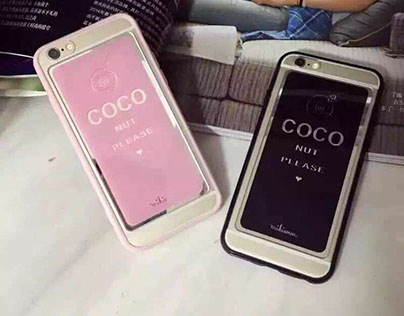 Coque iPhone 6s 6s plus Coco Chanel acrylique rose/noir