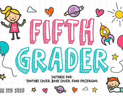 Fifth Grader – All Caps Funny Doodle Font