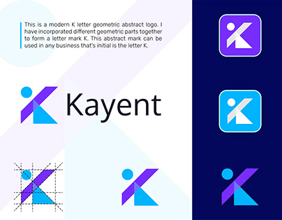 Modern K Letter Geometric Overlay Logo