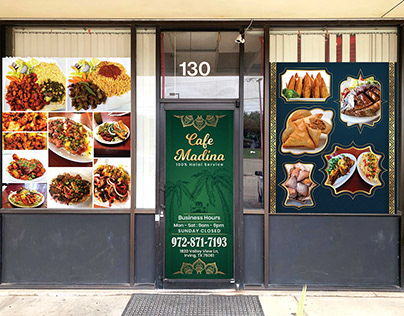 Cafe Madina Window Graphics Design