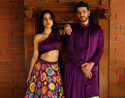 Regal Couple Style with Ashmitha Reddy's Purple Wear