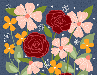 Midnight Wildflowers Print and Pattern