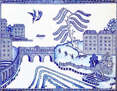 Bath - reimagined in the willow pattern