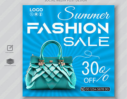Summer Fashion sale social media post Design