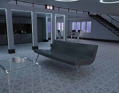 Office interior in cold colors
