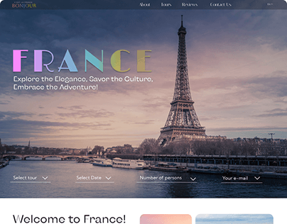 Travel company website Landing Page - Bonjour