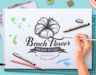 Beach Flower Design Studio Logo & Branding Concept