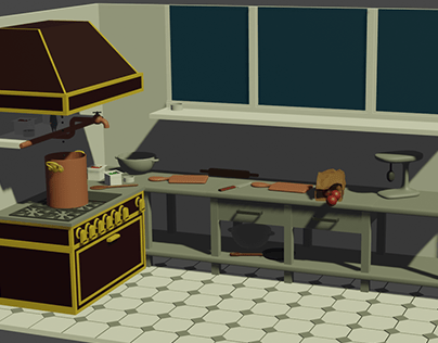 Diorama - Cozinha de Ratatouille - Modelagem 3D